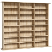 HOMCOM Aufbewahrungsmöbel 1032 CDs / 594 DVDs, Multimedia-Regal, 24 Fächer und 18 verstellbare Böden, Eiche