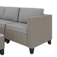 Outsunny 5-Piece Rattan Patio Furniture Set with Corner Sofa, Footstools, Coffee Table, for Poolside, Brown(m-12)