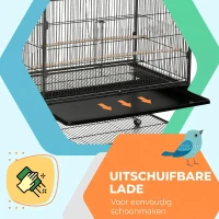PawHut Vogelkooi inclusief zitstokken, vogelspeelgoed, uitneembare vloerbak, 1 plank, grijs(m-5)