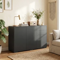 HOMCOM Sideboard Komoda, 2 szuflady, Push-Click, 117 cm x 36 cm x 74 cm, Czarny(m-2)
