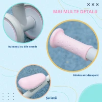 AIYAPLAY Bicicletă de echilibru pentru copii 4 roți șa reglabilă, ghidon ergonomic aliaj aluminiu PP, copii 1-3 ani - Gri Alb Roz(m-9)