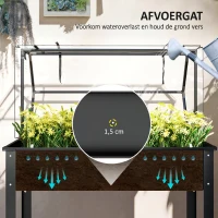 Outsunny Verhoogde Tuinbak met Kasdak, Verhoogde Plantenbak met Afvoergaten, 100 x 48 x 124 cm, Zwart(m-6)
