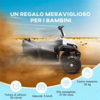AIYAPLAY Quad Elettrico per Bambini 12V con 2 Motori, Sospensioni, Fari LED, MP3, 37-60 Mesi, Interno Esterno, Bianco(m-8)