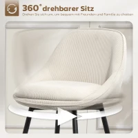 HOMCOM 2er-Set Barstühle mit Cordbezug und Stahlbeinen, Polsterstühle für Kücheninsel, Esszimmer, Creme(m-4)