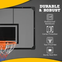 SPORTNOW Canestro Basket Esterno a Parete 113x73 cm, Cerchio Ø45 cm e Rete, Nero(m-5)