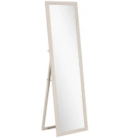 HOMCOM Miroir sur Pied Rectangulaire 160 x 50 cm, Cadre Texturé à Effet Pierre, Angle d'Inclinaison Réglable, Blanc(m-1)