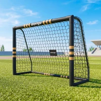 SPORTNOW But de Football avec Mousse de Protection, 6 Piquets de Sol et Filet en PE, 240x85x160cm, Jaune(m-2)