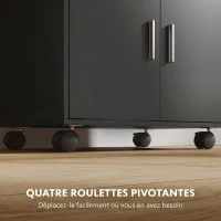 HOMCOM Chariot de cuisine sur roulettes, desserte micro-onde à roulettes avec placard tiroir étagères, 59 x 40 x 92 cm, noir(m-6)