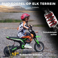 HOMCOM Elektrische Kindermotor, 24V motor, instelbare snelheid, muziek & lichten, Groen(m-7)