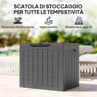 Outsunny Baule da Giardino con Maniglie, Contenitore Porta Attrezzi Impermeabile, 56x41x50 cm, Marrone(m-7)