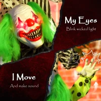 Outsunny Life Size Stackable Halloween Animated Clown with Red Light Up Eyes, Sound Activated Scary Halloween Decorations, Battery Operated, Indoor Party Props(m-4)