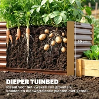 Outsunny Hoogbed set van 2, plantenbak, extra diep, metaal, 120 x 60 x 60 cm Bruin(m-6)
