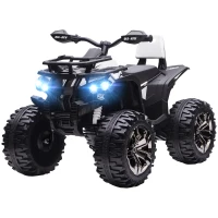 HOMCOM Quad Buggy électrique Enfant 12 V 8 Km/h Max. Voiture électrique Enfant avec Effets Lumineux sonores métal PP Blanc Noir(m-12)