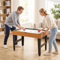 HOMCOM Masă Multifuncțională 4 în 1 cu Fotbal de Masă, Biliard, Tenis de Masă și Hochei, 107x61x84.5cm(m-12)