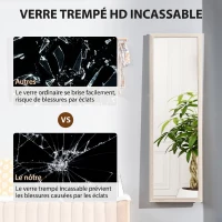 HOMCOM Miroir sur Pied Rectangulaire 160 x 50 cm, Cadre Texturé à Effet Pierre, Angle d'Inclinaison Réglable, Blanc(m-7)
