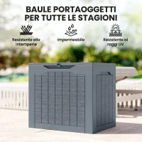 Outsunny Baule da Giardino Impermeabile con Maniglie, in PP, 56x41x50 cm, Grigio Chiaro(m-7)