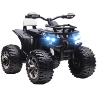 HOMCOM Quad Buggy électrique Enfant 12 V 8 Km/h Max. Voiture électrique Enfant avec Effets Lumineux sonores métal PP Blanc Noir(m-1)