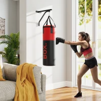 SPORTNOW Unfilled Punching Bag Set with Boxing Bag Bracket, Boxing Gloves, Hand Wraps and 360° Swivel Hook(m-10)