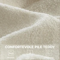HOMCOM Poltrona con Poggiapiedi in Tessuto Teddy con Schienale Alto Trapuntato, Tasche Laterali, Beige(m-6)