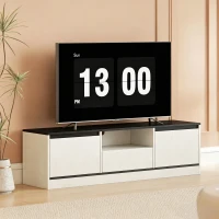 HOMCOM Mueble TV hasta 152 cm con 2 Armarios Estante Abierto y Cajón 140x35x40 cm Negro y Blanco(m-2)
