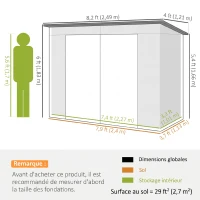 Outsunny Metall-Gartenschuppen 3 m², leicht zu montieren, Gartenschuppen mit verbesserter verzinkter Stahlkonstruktion, Eiche(m-3)