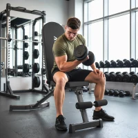 SPORTNOW Ławka składana z prostownikiem nóg, 3-pozycyjne oparcie, 3 poziomy oporu, udźwig 300 kg(m-9)