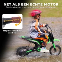 HOMCOM Elektrische Kindermotor, 24V motor, instelbare snelheid, muziek & lichten, Groen(m-4)