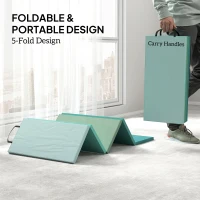 SPORTNOW 6FT Foldable Gymnastics Mat, Crash Exercise Pad, 3.2 cm Thick  Workout Mat with Handles for Home Training, Mixed Green(m-5)