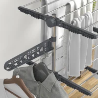 HOMCOM Opvouwbare Wasrek met 5 Niveaus, One-Klik-Systeem, 142 cm x 55 cm x 172 cm, Grijs + Zilver(m-8)