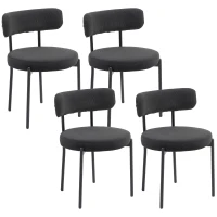 HOMCOM Lot de 4 chaises de salle à manger avec dossier en tissu pieds en acier 51 x 51 x 76 cm noir(m-11)