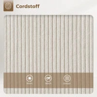 HOMCOM 2er-Set Barstühle mit Cordbezug und Stahlbeinen, Polsterstühle für Kücheninsel, Esszimmer, Creme(m-5)
