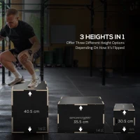 SPORTNOW Multi-Faceted Jump Box, Wooden Step Up Box, for Home, Gym, Exercise, Black(m-4)