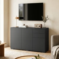 HOMCOM Sideboard Komoda, 2 szuflady, Push-Click, 117 cm x 36 cm x 74 cm, Czarny(m-7)