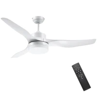 HOMCOM Ventilateur plafond avec lumière et télécommande 20,5 W, 6 vitesses 3 couleurs d'éclairage et minuterie, 132 cm, blanc(m-1)