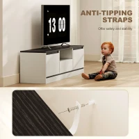 HOMCOM Meuble TV pour Télévision jusqu'à 60" avec 2 Armoires, 1 Étagère Ouverte, 1 Tiroir, Moderne, 140x35x40cm, Noir et Blanc(m-8)