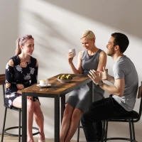 HOMCOM Tavolo Bar Alto e Rettangolare in Stile Industriale, in Acciaio e Legno, 120x40x100 cm Marrone Rustico(m-9)