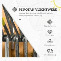 Outsunny Outdoor Rotan Tuinstoel, PE-Rotan, 89 cm x 75 cm x 143 cm, Grijs+Zwart(m-11)