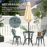 Outsunny 3-delige bistroset Balkonset tuinmeubelen balkon gegoten aluminium antiek groen(m-4)
