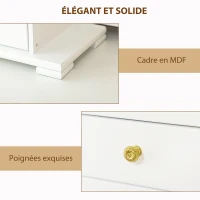 HOMCOM Boîte à Bijoux Femme à 4 Niveaux, Coffre à Bijoux en Bois avec Ailes, Miroir et 2 Tiroirs, 26,5x16 x33,5 cm, Blanc(m-6)
