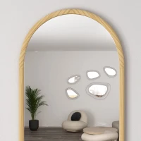 HOMCOM Miroir mural arche, 110 x 65 cm Cadre en bois, Miroir arqué pour le salon, la chambre, l'entrée, bois naturel(m-9)
