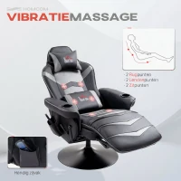 HOMCOM Relax Fauteuils, Stoel Met Massage, Voetsteun, Stalen Frame, voor Gamers, Grijs(m-4)