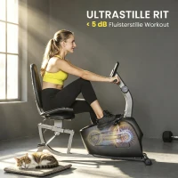SPORTNOW Hometrainer, magnetische ligfiets, 8 weerstandsniveaus, verstelbaar, LCD-monitor, metaal, kunststof, zwart(m-5)