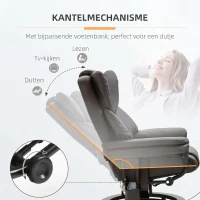 HOMCOM Relax Massagestoel met voetbank 145° kantelbare bruin(m-5)
