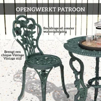 Outsunny 3-delige bistroset Balkonset tuinmeubelen balkon gegoten aluminium antiek groen(m-5)