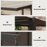 Outsunny Uitschuifbare Eettafel voor 6-8 Personen, Verstelbare Outdoor Tafel van Aluminium, Staal, Kunststof met Houteffect, Grijs(m-5)