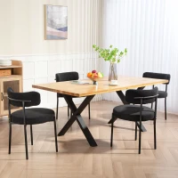 HOMCOM Lot de 4 chaises de salle à manger avec dossier en tissu pieds en acier 51 x 51 x 76 cm noir(m-10)