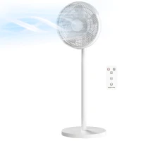 HOMCOM Ventilador de Pie con Control Remoto Altura Ajustable 4 Velocidades Oscilación 80° Temporizador 10H Pantalla LED Blanco(m-19)