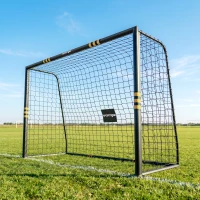 SPORTNOW But de Football pour Enfant et Adulte 3 x 2 m, Envoloppé Mousse de Protection, 7 Piquets de Sol, Filet en PE, Jaune(m-2)