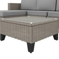 Outsunny 5-Piece Rattan Patio Furniture Set with Corner Sofa, Footstools, Coffee Table, for Poolside, Brown(m-11)