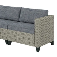Outsunny 5-Piece Rattan Patio Furniture Set with Corner Sofa, Footstools, Coffee Table, for Poolside, Dark Grey(m-11)